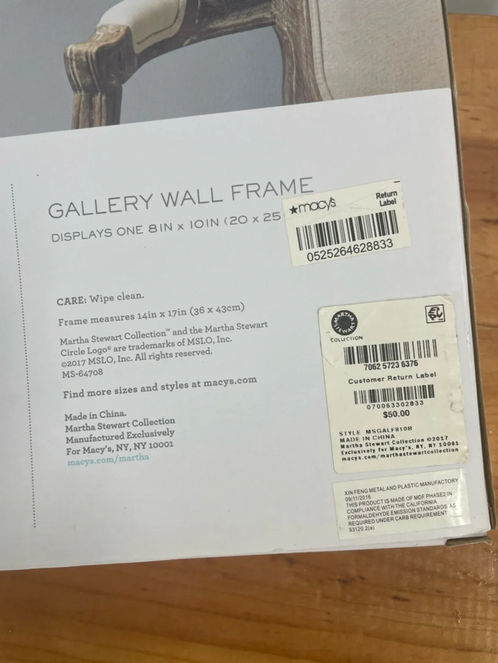 NWT Martha Stewart Gallery Wall Frame Black 8x10 Matted Frame